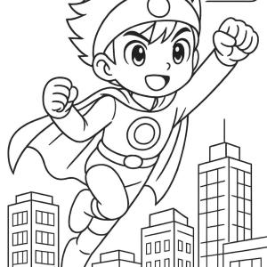 Ausmalbild Manga von Superhelden