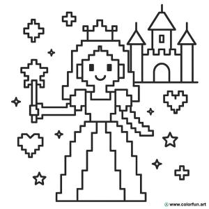 kolorowanka pixel art księżniczki