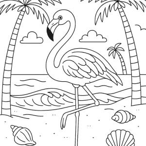 kolorowanka flaming na plaży