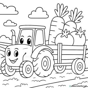 kolorowanka traktor i przyczepa tematyczna