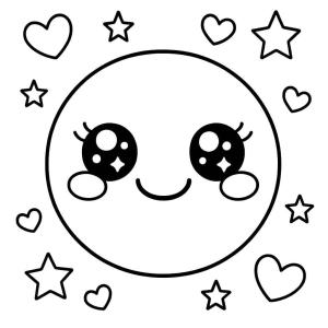 kolorowanka uśmiechniętej buźki kawaii