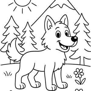 dibujo para colorear lobo junio