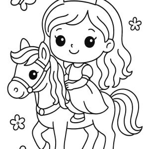 kolorowanka księżniczka kawaii koń
