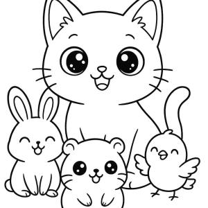 kolorowanka kot kawaii zwierzęta