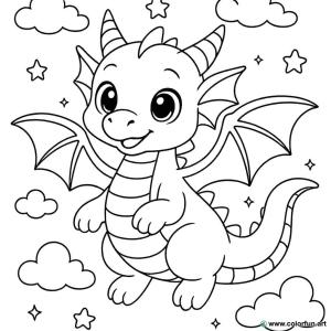 Ausmalbild Manga von Drachen