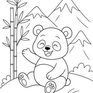 kolorowanka panda w górach