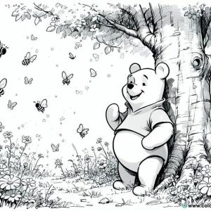coloring page winnie the pooh spring
