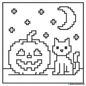 kolorowanka pixel art halloween