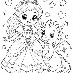 coloriage princesse kawaii dragon ami