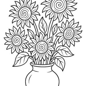 kolorowanka inspirowana van Goghiem kwiaty