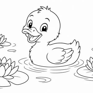 coloriage bébé animal caneton nageant