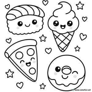kolorowanka emoji kawaii jedzenie kawaii