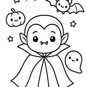 kolorowanka halloween kawaii wampir