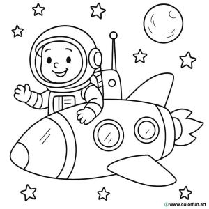 kolorowanka astronauta prom kosmiczny