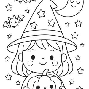 kolorowanka halloween kawaii czarownice zabawne