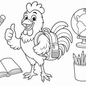 coloriage coq pour école