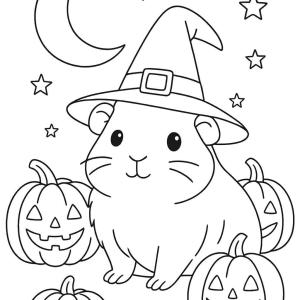 kolorowanka świnka morska na Halloween
