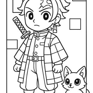Ausmalbild Manga Demon Slayer