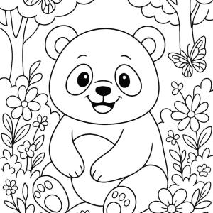 kolorowanka panda wiosna