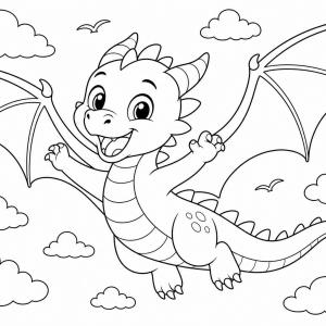 flying baby dragon coloring page
