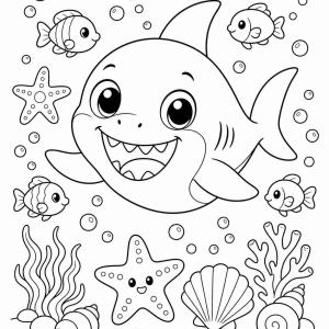 coloriage requin kawaii