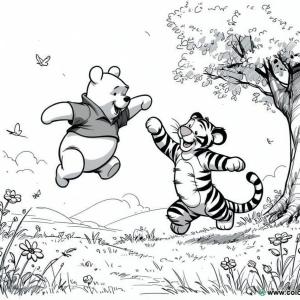 Winnie the Pooh and Tigger coloring page