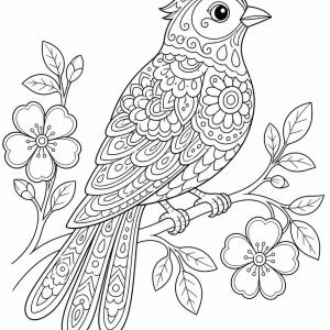 dibujo para colorear mandala de pájaro difícil