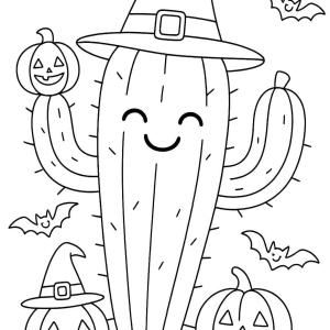 kolorowanka kaktus Halloween