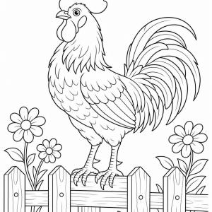 coloriage coq simple