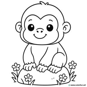 kolorowanka goryl kawaii