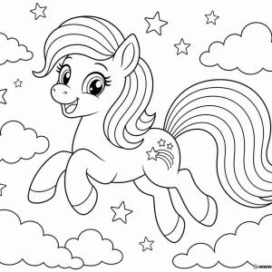 coloriage poney arc en ciel