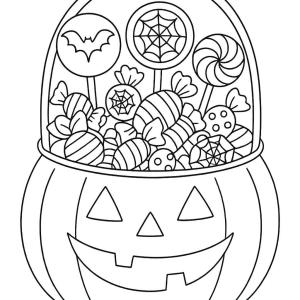 kolorowanka rysunek Halloween cukierki słodycze