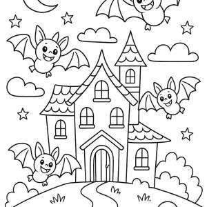 kolorowanka halloween nietoperz dekoracja nawiedzonego domu