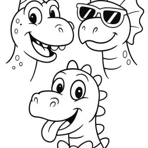 kolorowanka głowy dinozaurów zabawnych