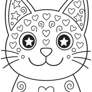 patterned cat head coloring page