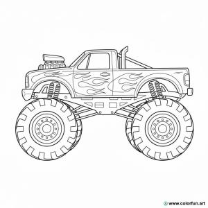 kolorowanka sylwetka monster trucka