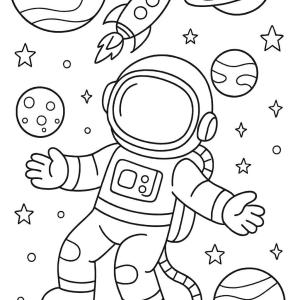 kolorowanka astronauta w kosmosie