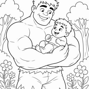 coloriage hulk et bébé