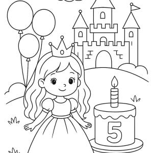 kolorowanka urodzinowa 5 lat temat księżniczki