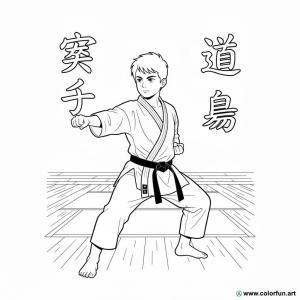 kolorowanka karate czarny pas