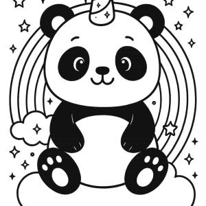 kolorowanka panda jednorożec i brokat