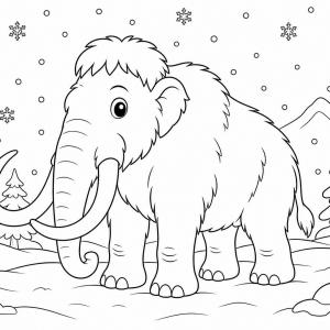 coloriage mammouth hiver
