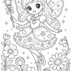 coloriage princesse kawaii fée scintillante