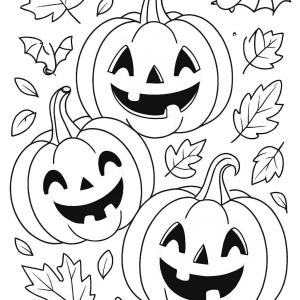 prosta kolorowanka halloween z dyniami