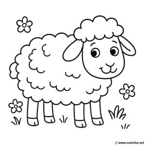 dibujo para colorear oveja linda