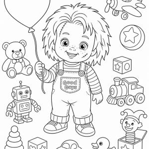 disegno da colorare di Chucky spaventoso facile