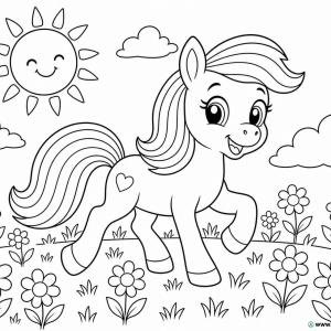 coloriage petit poney arc en ciel