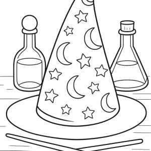 dibujo para colorear sombrero de mago