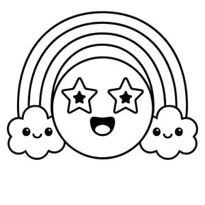 kolorowanka emoji kawaii tęcza