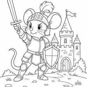 dibujo para colorear ratón caballero